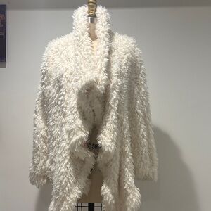 RARE Free People Cream Faux Fur Jacket